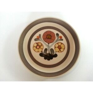 Vtg Denby Langley MAYFLOWER Dessert Plate Retro Mod Floral Brown Cream 6.5"